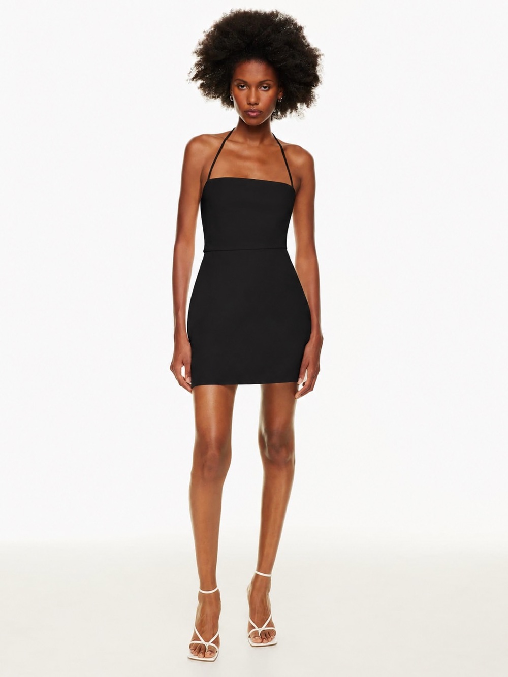 Aritzia babaton credenza linen black tie halter dress size 2 LBD